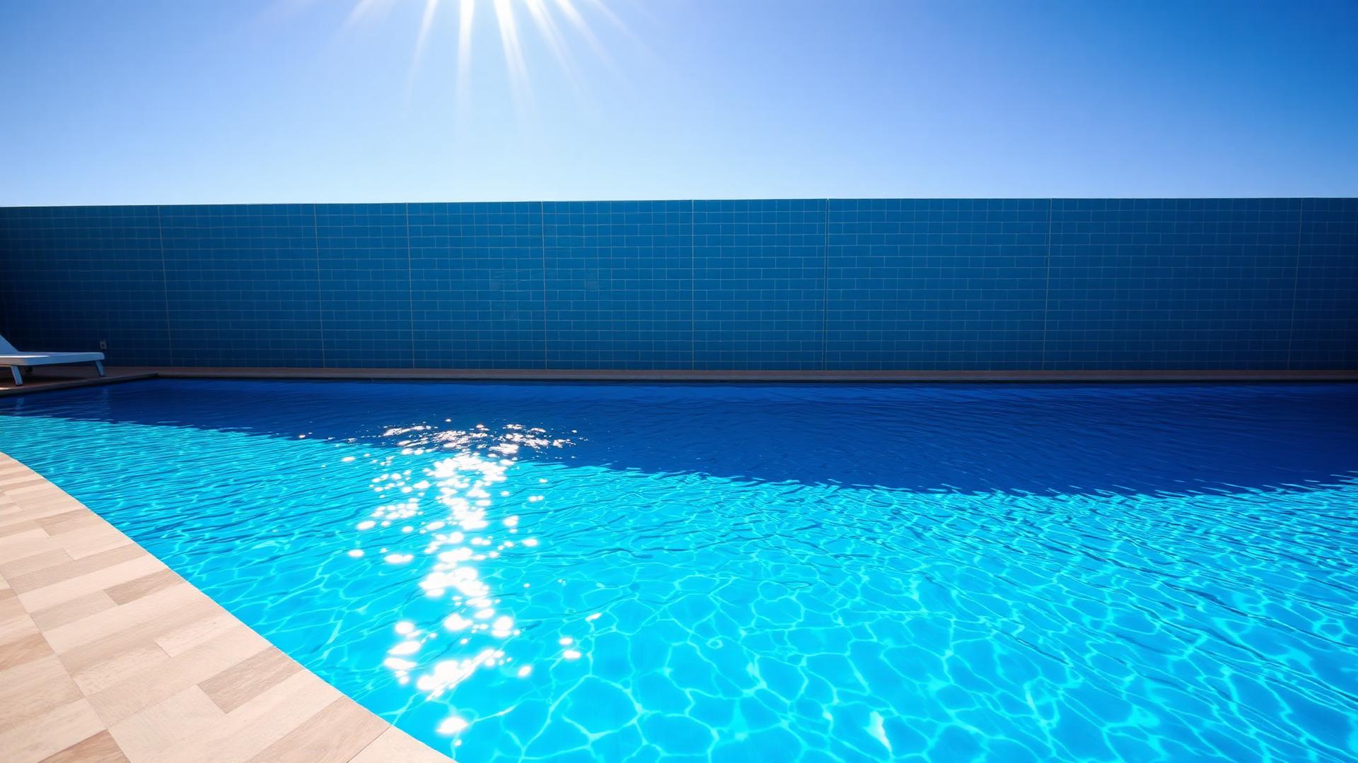 Sparkling blue swimming pool in the sunshine